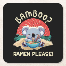 Porta-copo De Papel Quadrado Cute Koala comendo Ramen Vintage Sunshine