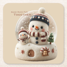 Porta-copo De Papel Quadrado Cute Needle Felted Snowman Snowglobe