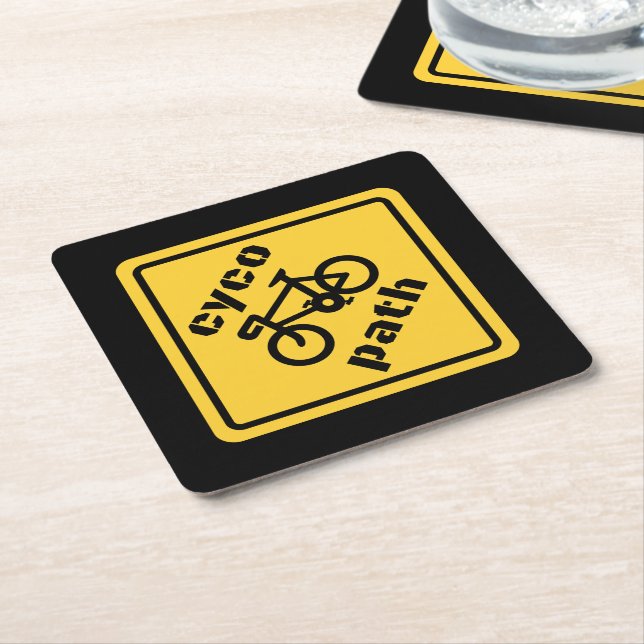 Porta-copo De Papel Quadrado Cycopath Funny Road Sign for Cycle Lover (Inclinado)
