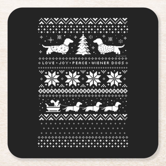 Porta-copo De Papel Quadrado Dachshances Natal (Frente)