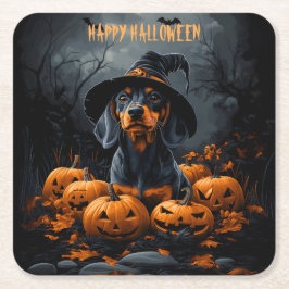 Porta-copo De Papel Quadrado Dachshund Halloween