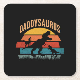 Porta-copo De Papel Quadrado Daddysaurus - Presente para Pai Dinossauro Engraça
