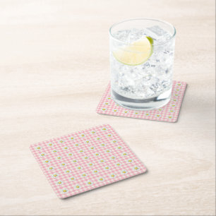 Porta-copo De Papel Quadrado Daisy em Pregueado Rosa