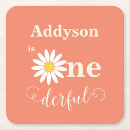 Porta-copo De Papel Quadrado Daisy First Birthday