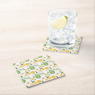 Porta-copo De Papel Quadrado Daisy Floral Pattern
