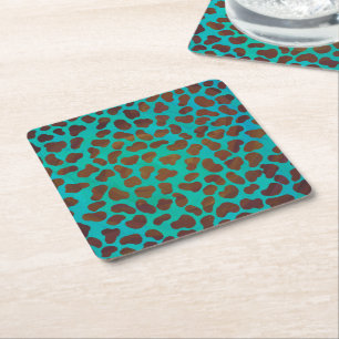 Porta-copo De Papel Quadrado Dalmaciano Brown e Teal Impressão
