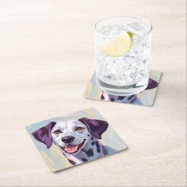 Porta-copo De Papel Quadrado Dálmata | Pintura de animal de estimação em aquare