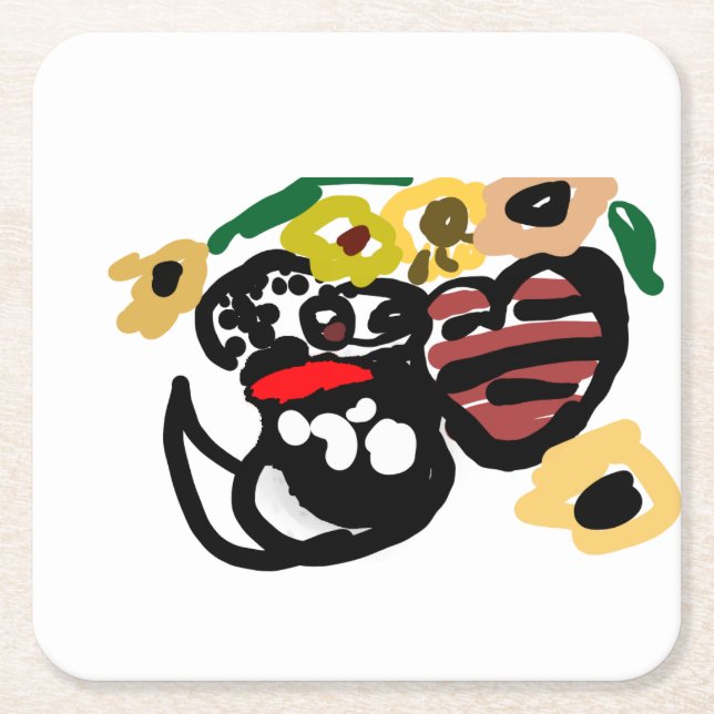 Porta-copo De Papel Quadrado Dalmatian sunflowers (Frente)