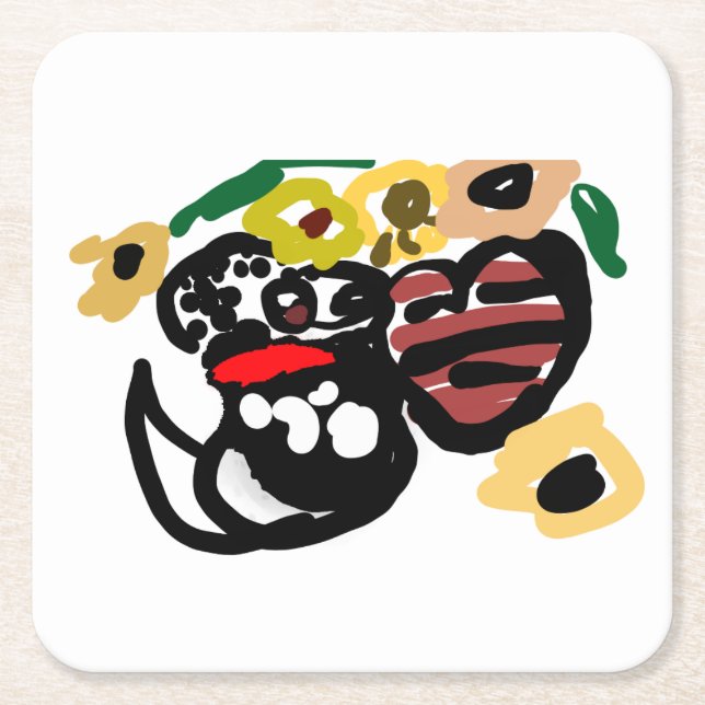 Porta-copo De Papel Quadrado Dalmatian sunflowers (Frente)