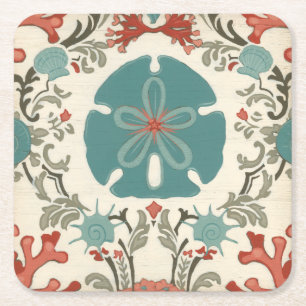 Porta-copo De Papel Quadrado Damasco Costeiro II