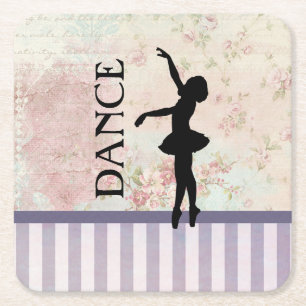 Porta-copo De Papel Quadrado Dança - Ballerina Silhouette Vintage Fundo
