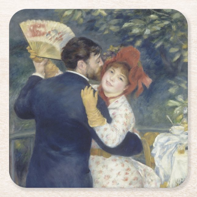 Porta-copo De Papel Quadrado Dança do País - Pintura Impressionista Renoir (Frente)