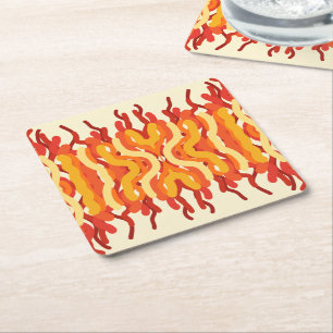 Porta-copo De Papel Quadrado Dançando Sunburst Pop de Abstrato de Arte Colorida