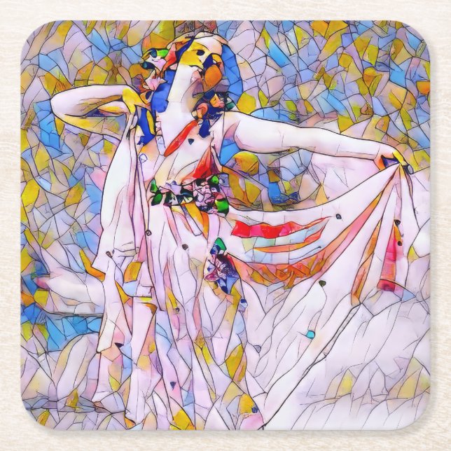 Porta-copo De Papel Quadrado Dançarino de Vidro Arrumado (Frente)