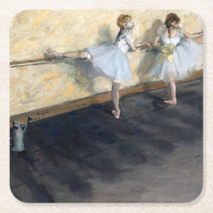 Porta-copo De Papel Quadrado Dançarinos Praticando no Barre, Edgar Degas