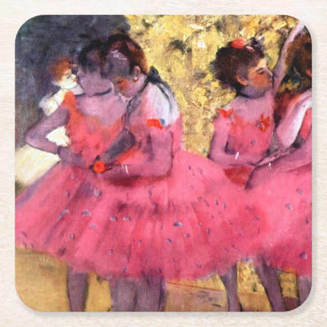 Porta-copo De Papel Quadrado Dançarinos Rosa, Edgar Degas (Frente)