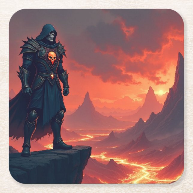 Porta-copo De Papel Quadrado Dark Knight of Flame (Frente)