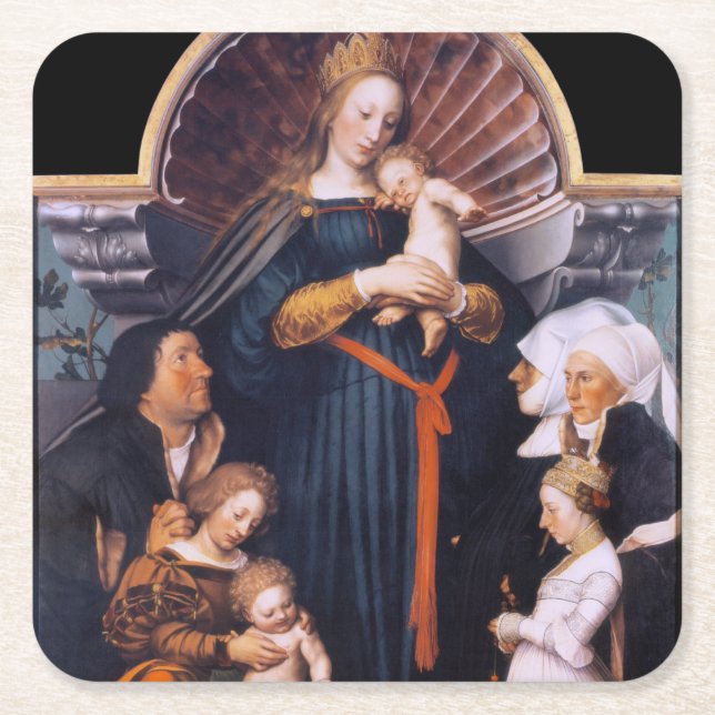 Porta-copo De Papel Quadrado Darmstadt Madonna, Holbein, o Younger (Frente)