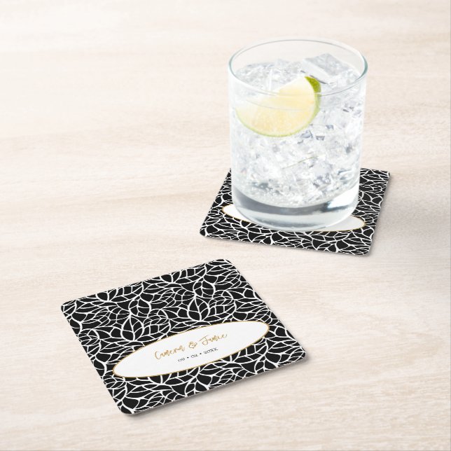 Porta-copo De Papel Quadrado Data dos Nomes de Padrões Botânicos Modernos (Insitu)