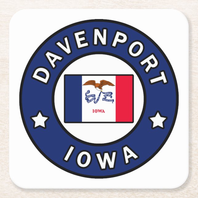 Porta-copo De Papel Quadrado Davenport Iowa (Frente)