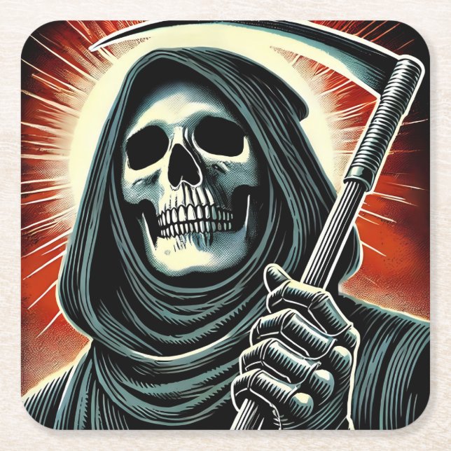 Porta-copo De Papel Quadrado death character illustration (Frente)