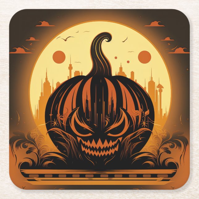 Porta-copo De Papel Quadrado Deco Pumpkin (Frente)