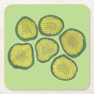 Porta-copo De Papel Quadrado Decor de picles verde Kosher Dill Pickle