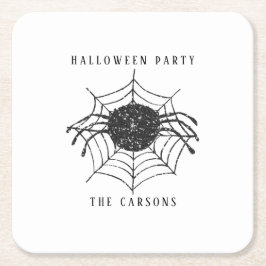 Porta-copo De Papel Quadrado Decoração do Dia das Bruxas na Web de Aranha Branc