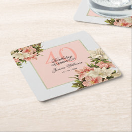 Porta-copo De Papel Quadrado Decoração Floral Aniversário Feminino