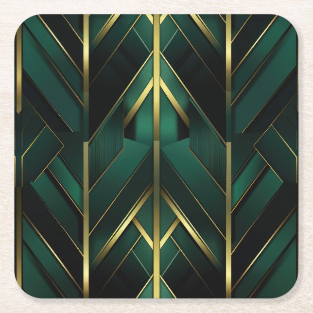 Porta-copo De Papel Quadrado Decoração Verde (Frente)