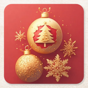 Porta-copo De Papel Quadrado Decorações de Natal Douradas