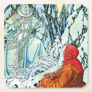 Porta-copo De Papel Quadrado “Ded Moroz” ou “Pai Gelo” por Ivan Bilibin