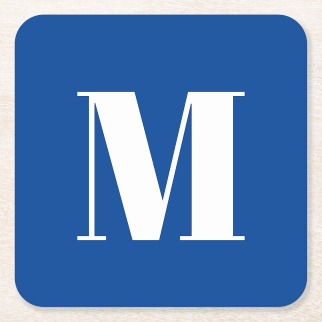 Porta-copo De Papel Quadrado Deep Blue - Letra inicial Monograma Na moda modern (Frente)