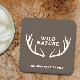 Porta-copo De Papel Quadrado Deer Antlers e Natureza Selvagem