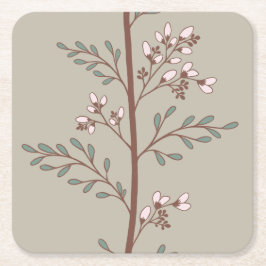 Porta-copo De Papel Quadrado Delicate Flowers in Bloom XL1b floral silhouette