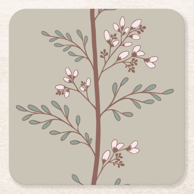 Porta-copo De Papel Quadrado Delicate Flowers in Bloom XL1b floral silhouette (Frente)