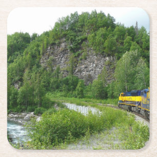 Porta-copo De Papel Quadrado Denali Express Trem de Férias Fotografia no Alasca