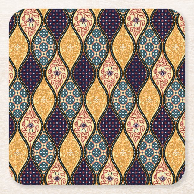 Porta-copo De Papel Quadrado Denim Blue Art Nouveau (Frente)