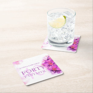 Porta-copo De Papel Quadrado Denominação aniversário de 40 anos