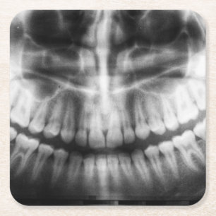 Porta-copo De Papel Quadrado Dentes de Raio X Sorriso de Boca Preto e Branco