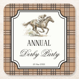 Porta-copo De Papel Quadrado Derby horse racing elegant gingham party gifts