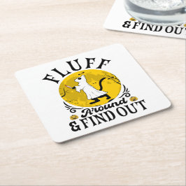 Porta-copo De Papel Quadrado Descubra o Assustador do Dia das Bruxas de Gato