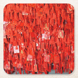 Porta-copo De Papel Quadrado Desejos Vermelhos