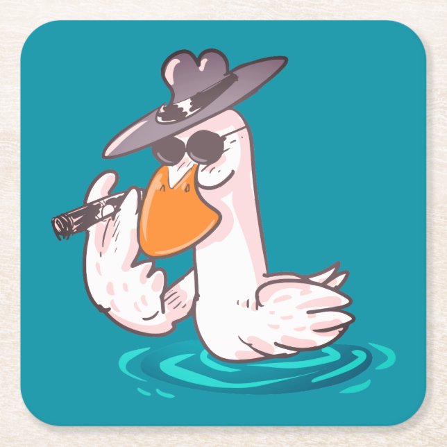 Porta-copo De Papel Quadrado desenho animado do chefe do pato (Frente)