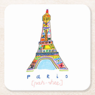 Porta-copo De Papel Quadrado Desenho da ponta de feltro de Paris