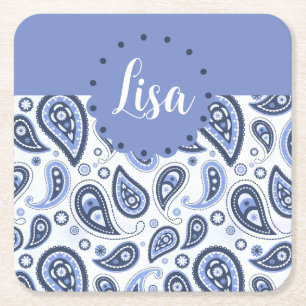 Porta-copo De Papel Quadrado Desenho Intrincado de Estampa Floral Paisley
