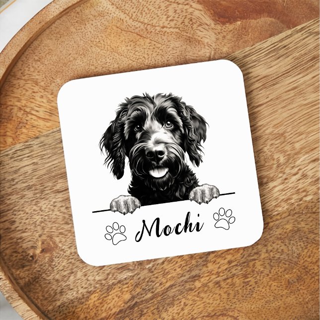 Porta-copo De Papel Quadrado Desenho Personalizado Da Mão Do Cachorro Goldendoo (Criador carregado)