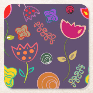 Porta-copo De Papel Quadrado Desenhos em Cuta de Vários Tipos de Flores