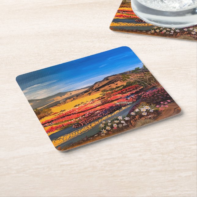 Porta-copo De Papel Quadrado Desert Bloom, por Gary Poling (Inclinado)