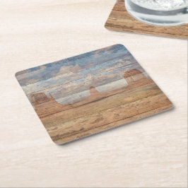 Porta-copo De Papel Quadrado Desert Landscape Sandstone Buttes And Heavenly Sky